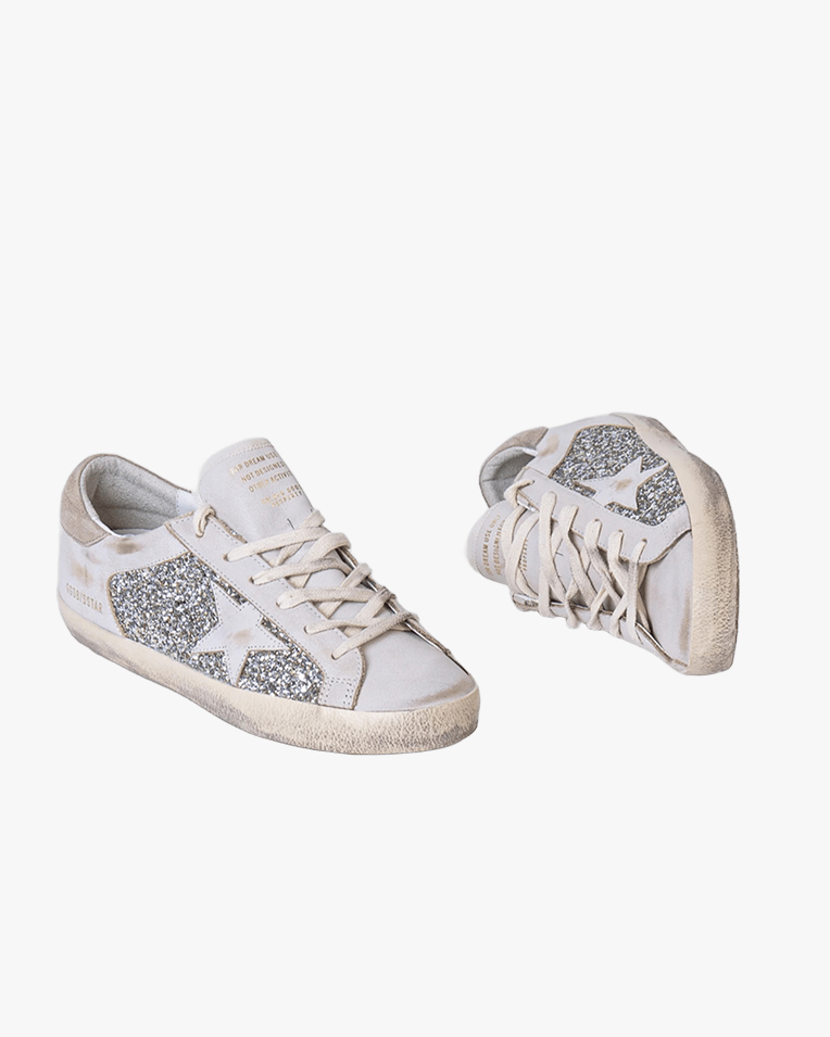 Жіночі кеди Golden Goose Super-Star шкіра білі з блискітками GWF00103F00890110931