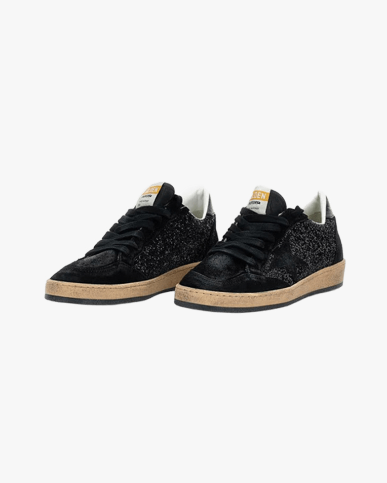 Женские кеды Golden Goose Ball-Star Classic кожа черный с блкстками GWF00117F00398990100