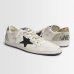 Женские кеды Golden Goose White Ball Star Sneakers кожа белый с глитером GWF00117F006118