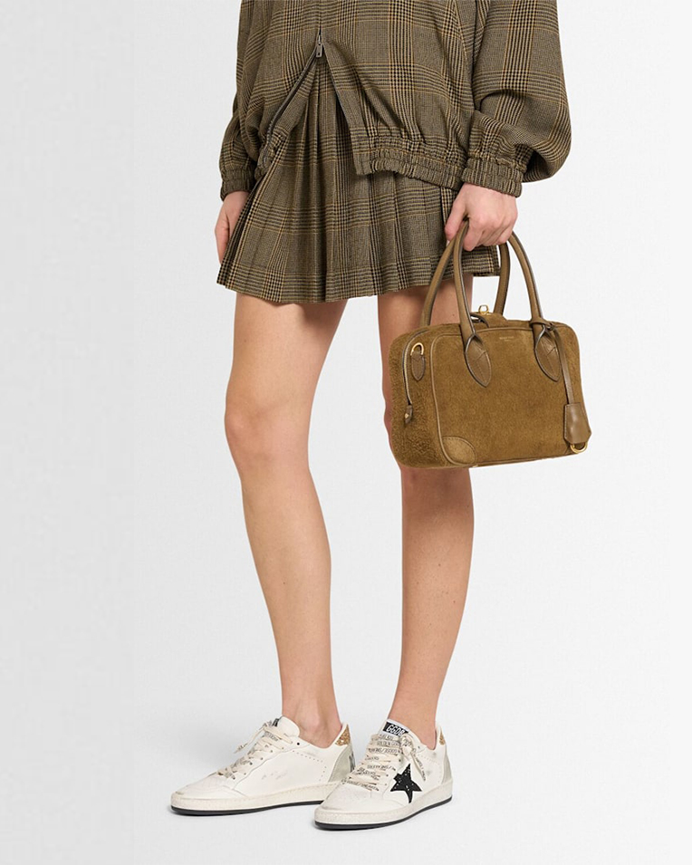 Женские кеды Golden Goose White Ball Star Sneakers кожа белый с глитером GWF00117F006118