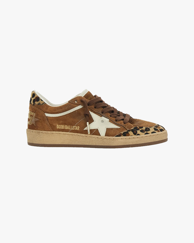 Женские кеды Golden Goose Ball-Star Classic кожа коричневые с животным принтом GWF00117F00806455732