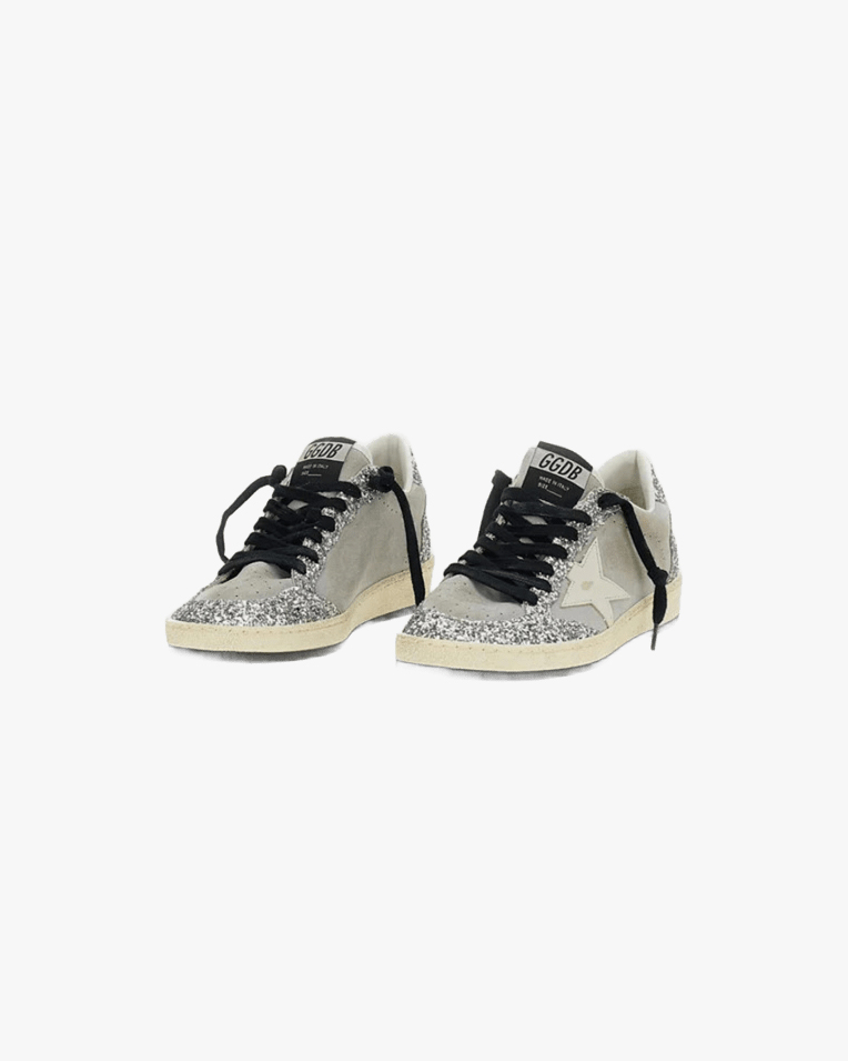 Жіночі кеди Golden Goose Ball-Star замша сірі з блискітками GWF00117F00872360379