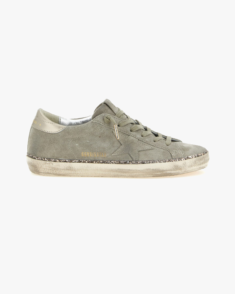 Женские кеды Golden Goose Super-Star кожа серый с блестками GWF00857F00805915864