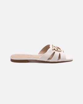 Жіночі шльопанці Pinko Marli 09 шкіра з логотипом молочний SD0313P003-Z12