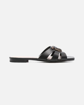 Женские шлепанцы Pinko Marli 09 кожа с логотипом черный SD0313P003-Z99