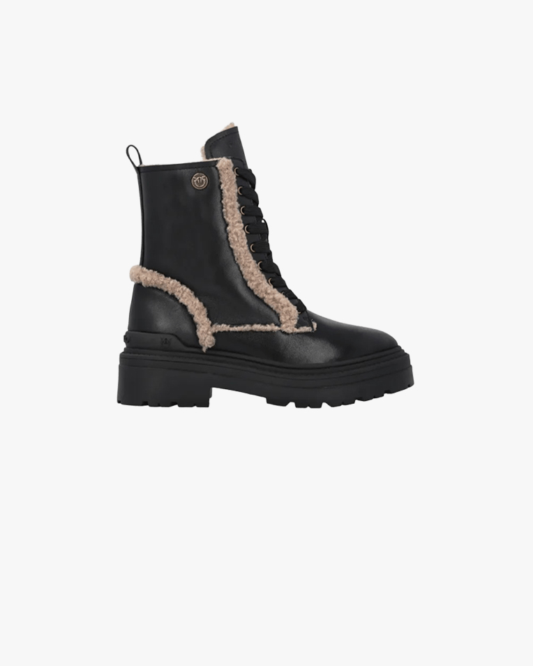 Женские ботинки утепленные на каблуке Pinko Mia 18 на шнурке черный SD0405P093299