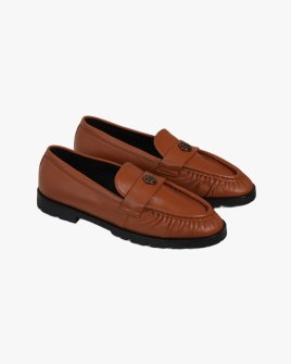 Жіночі туфлі лофери Pinko Nora 01 з логотипом коричневий шкіра SD0435P003GU8