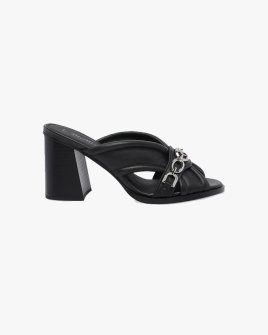 Женские мюли Pinko Lara 01 серебряная фурнитура кожа черный SD0505P003Z99