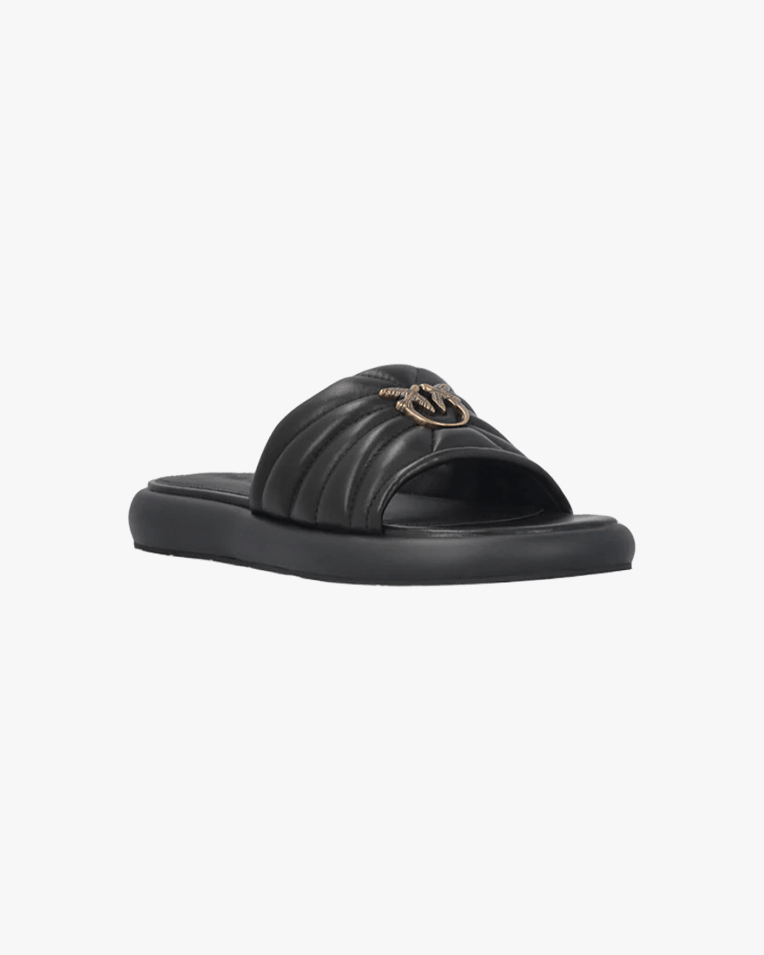 Женские шлепанцы Pinko Fiona 03 кожа с логотипом черный SD0525P003Z99