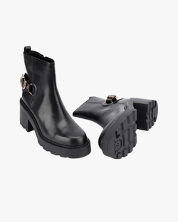 Женские ботильоны Pinko Altea 03 кожа черные с ремнем на каблуке SD0551P001Z99