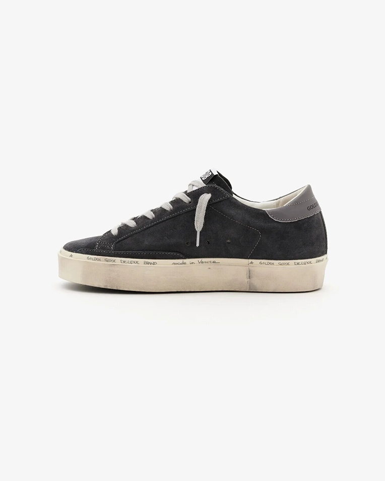 Жіночі кеди Golden Goose замша з гліттером на високій сірій підошві SGWF00118.F006202.60537