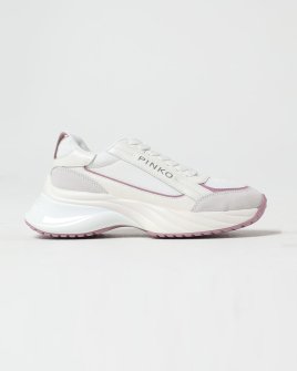 Женские кроссовки Pinko Ariel 07 кожа с логотипом комбинированные белый с розовым SS0031P075-ZN3