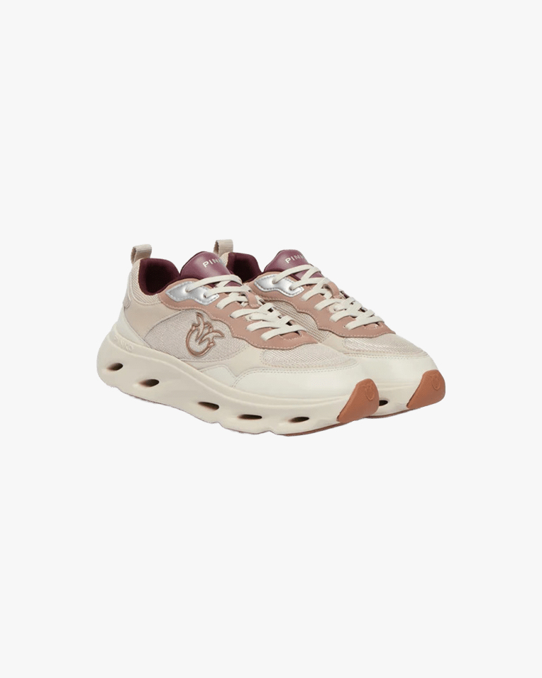 Женские кроссовки Pinko Pink 09 кожа бежевый с розовым SS0167P132DE9