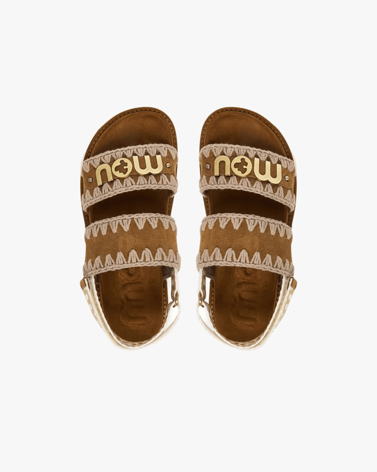 Женские босоножки Mou Bio Sandal suede met logo замша коричневый SW461001A