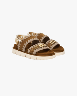 Женские босоножки Mou Bio Sandal suede met logo замша коричневый SW461001A
