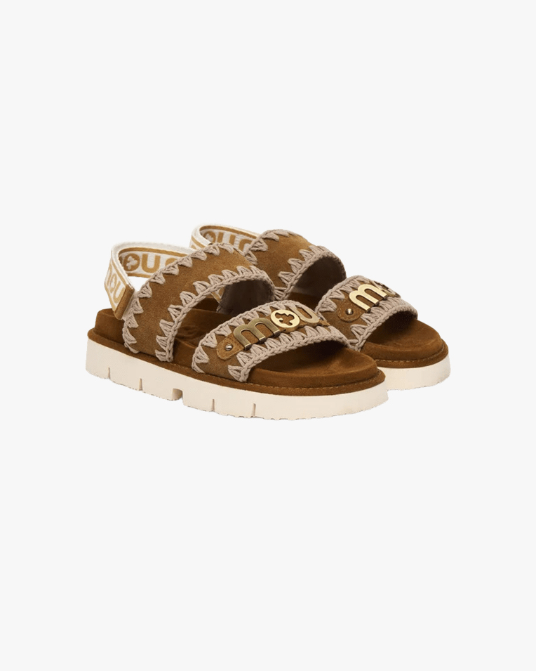 Женские босоножки Mou Bio Sandal suede met logo замша коричневый SW461001A