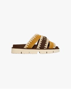 Женские шлепанцы Mou Sandal Bicolor разноцветные замша SW461014A