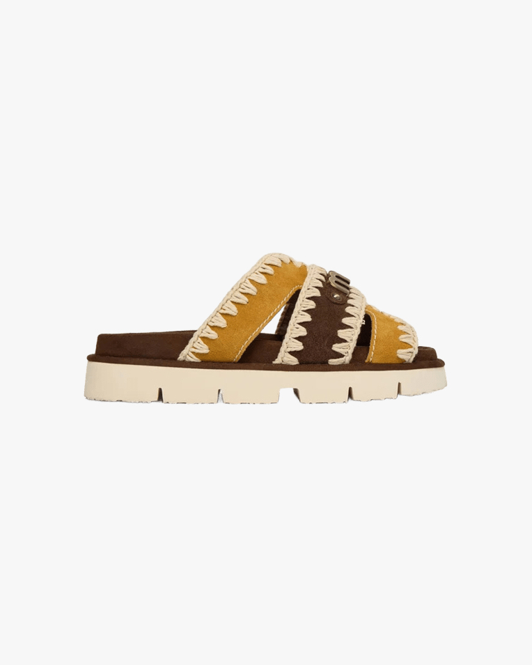 Женские шлепанцы Mou Sandal Bicolor разноцветные замша SW461014A