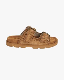 Женские шлепанцы Mou Low Bio Sandal 2buckles замша коричневый SW631000A