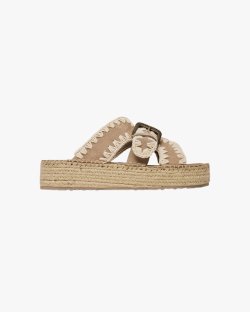 Женские шлепанцы Mou Jute Sandal замша бежевый SW641003A