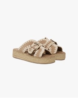 Женские шлепанцы Mou Jute Sandal замша бежевый SW641003A