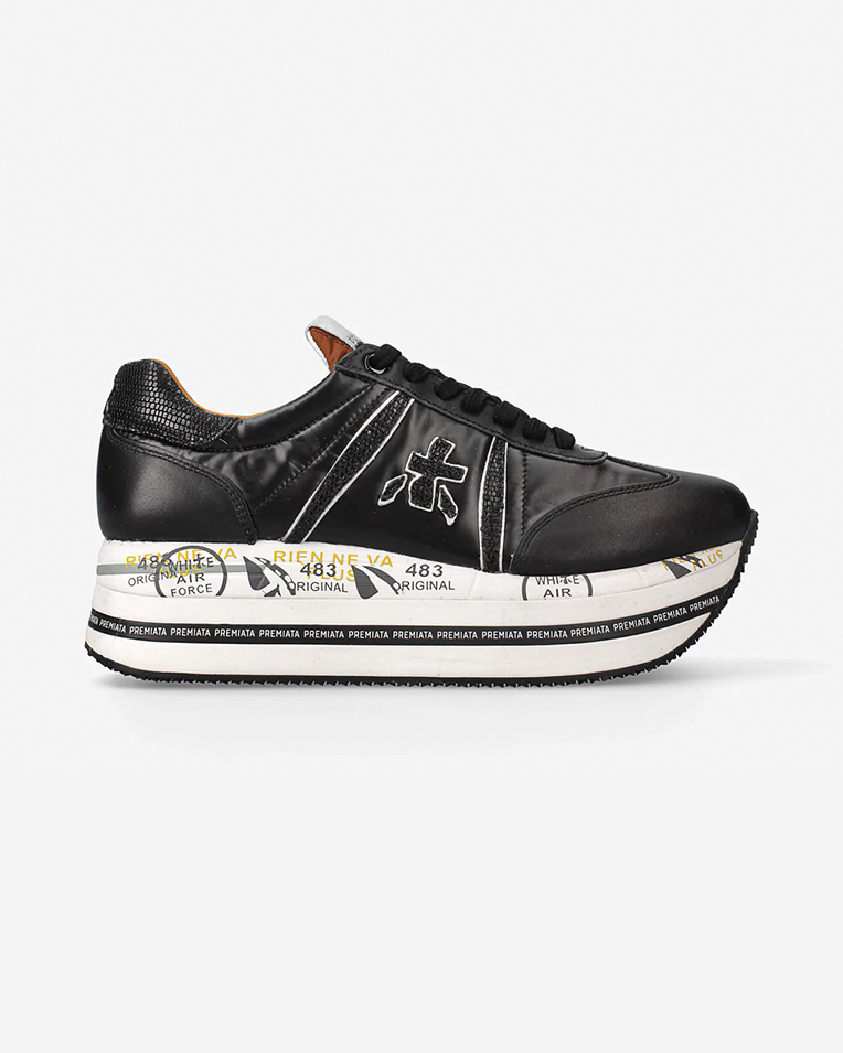 Жіночі кросівки Premiata Beth 6045 шкіра чорні