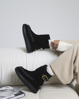 Жіночі черевики снігоходи Mou Bounce Boot Buckle Strap замша чорний fw531022A