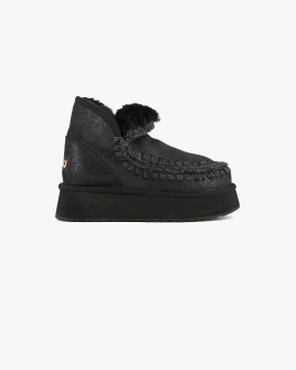 Жіночі черевики снігоходи Mou Mini Eskimo Platform Boot Special Leather чорний шкіра fw681010B Жіночі черевики снігоходи Mou Mini Eskimo Platform Boot Special Leather чорний шкіра fw681010B