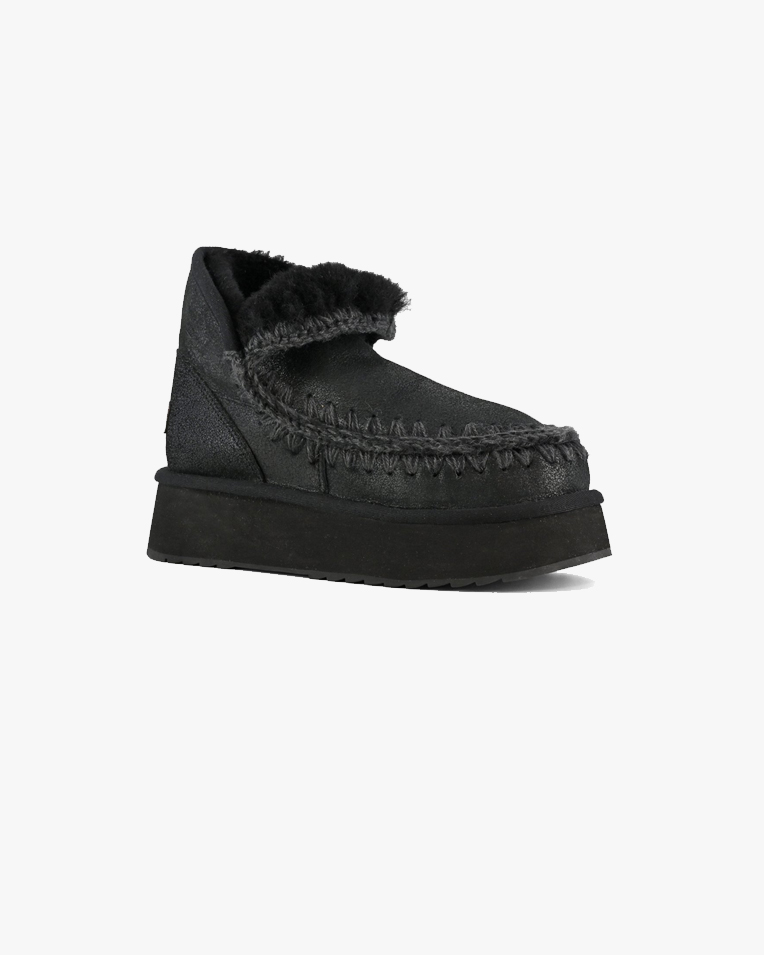 Жіночі черевики снігоходи Mou Mini Eskimo Platform Boot Special Leather чорний шкіра fw681010B