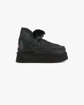 Женские ботинки снегоходы Mou Mini Eskimo Platform Boot Special Leather кожа черный fw681010B