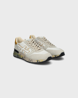 Мужские кроссовки Premiata Sneaker Mick 6613 кожа бело-бежевые Мужские кроссовки Premiata Sneaker Mick 6613 кожа бело-бежевые